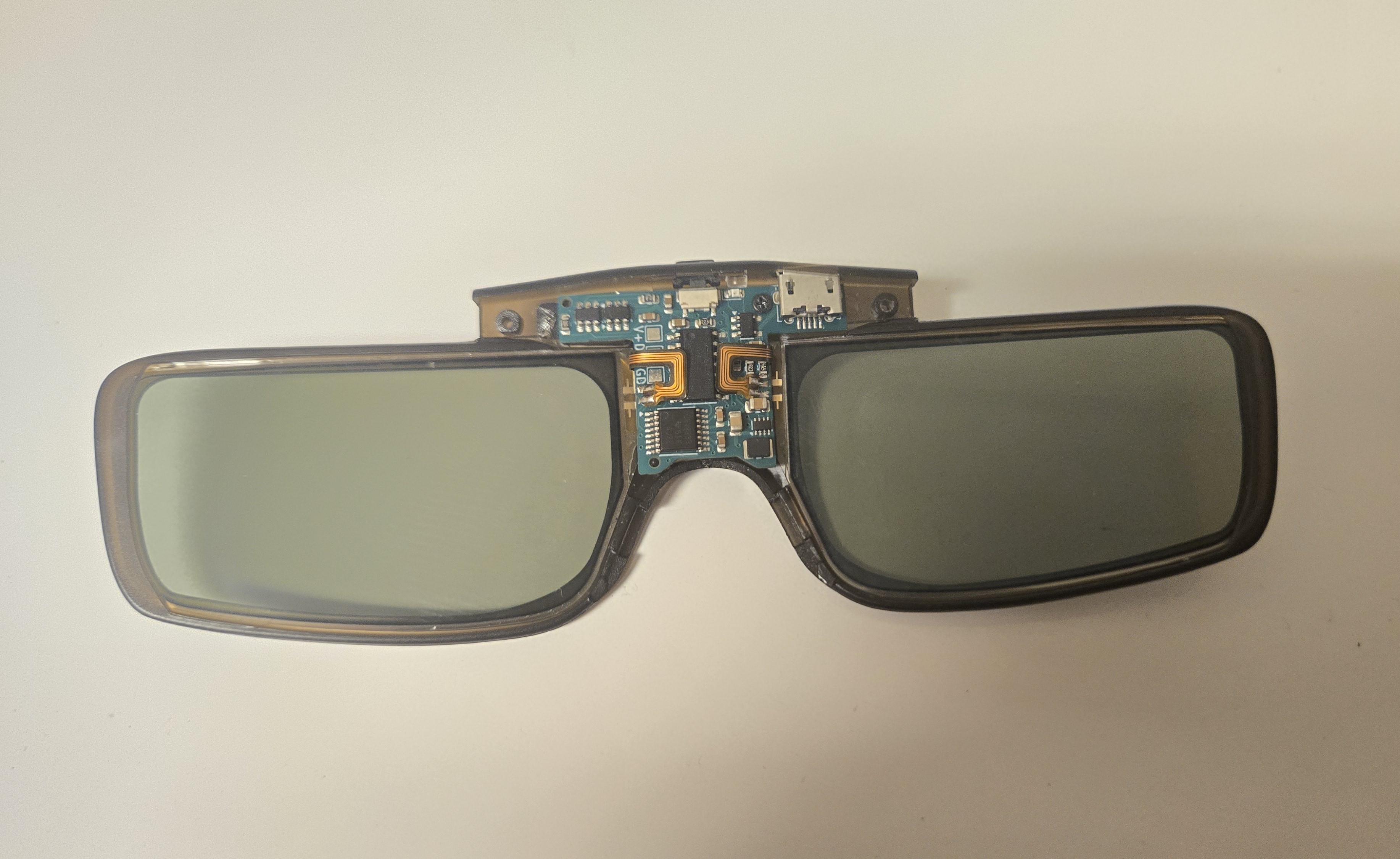 The glasses with the frame opened