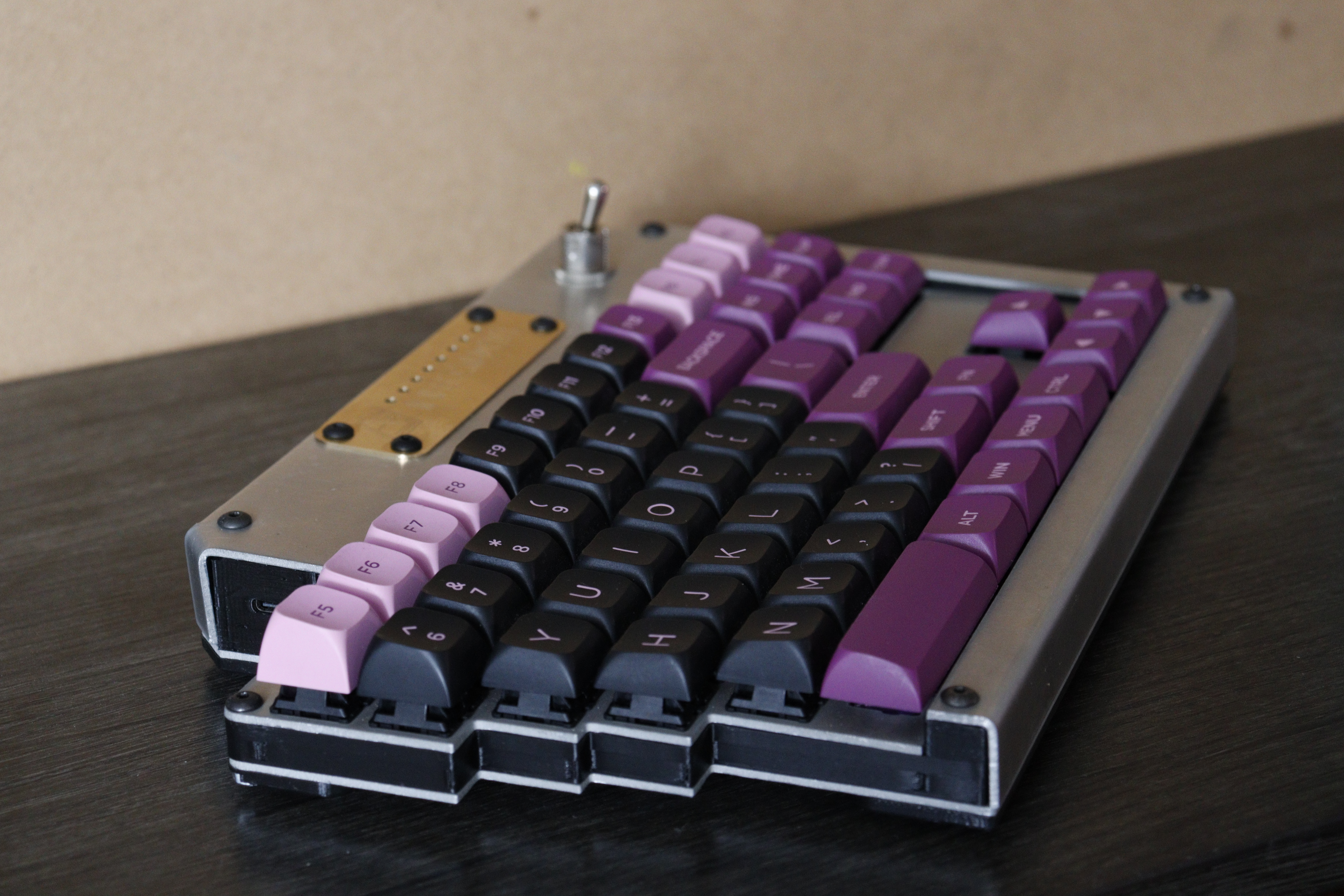 The right half of the keyboard, seen from the left