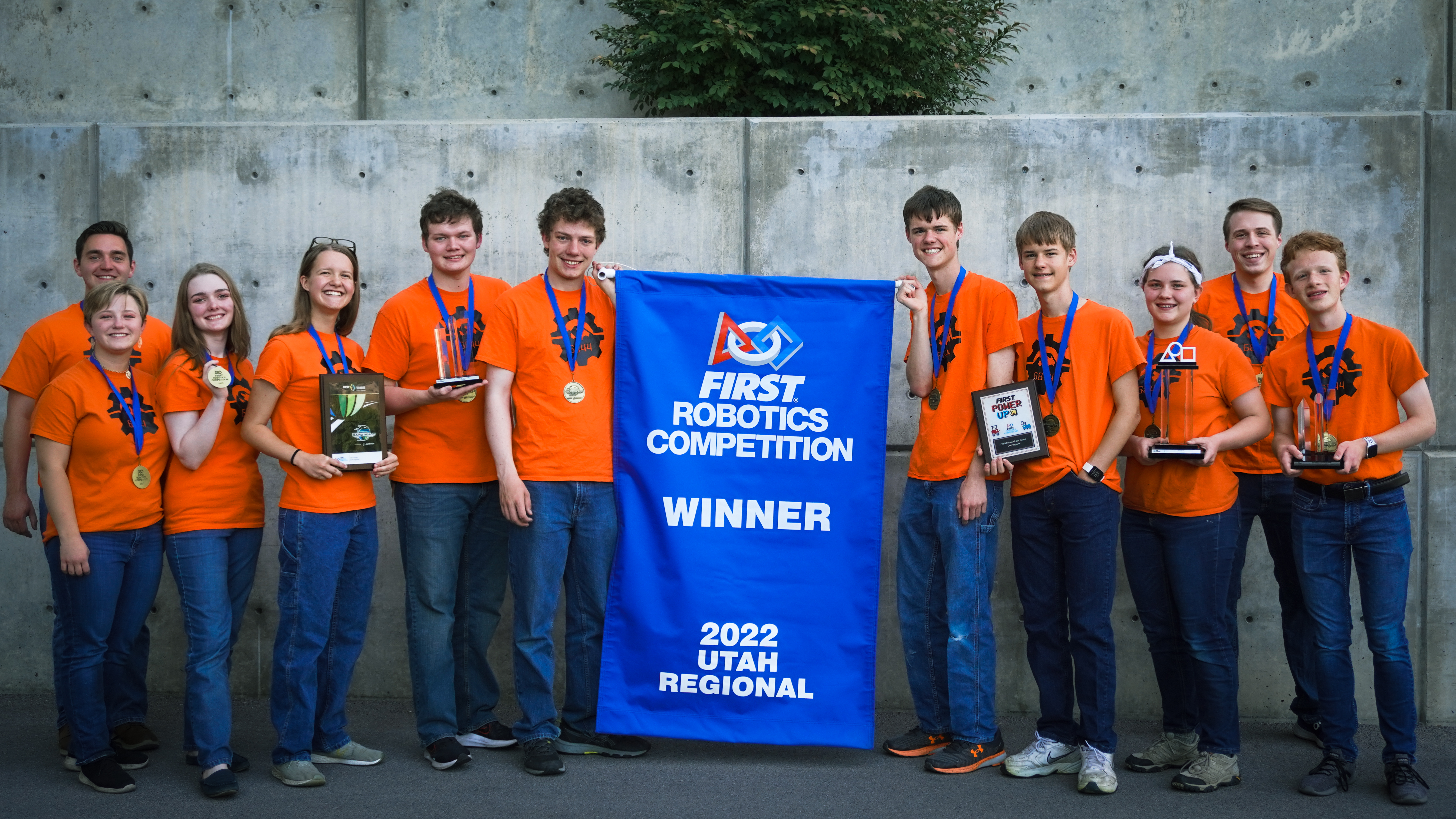 Picture of the team, with championship banner